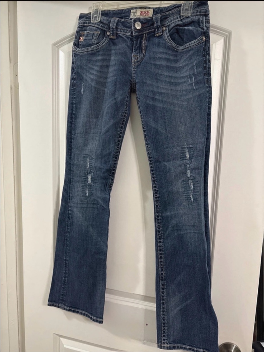 MEK Women’s Dark Wash Bootcut Jeans - Blue